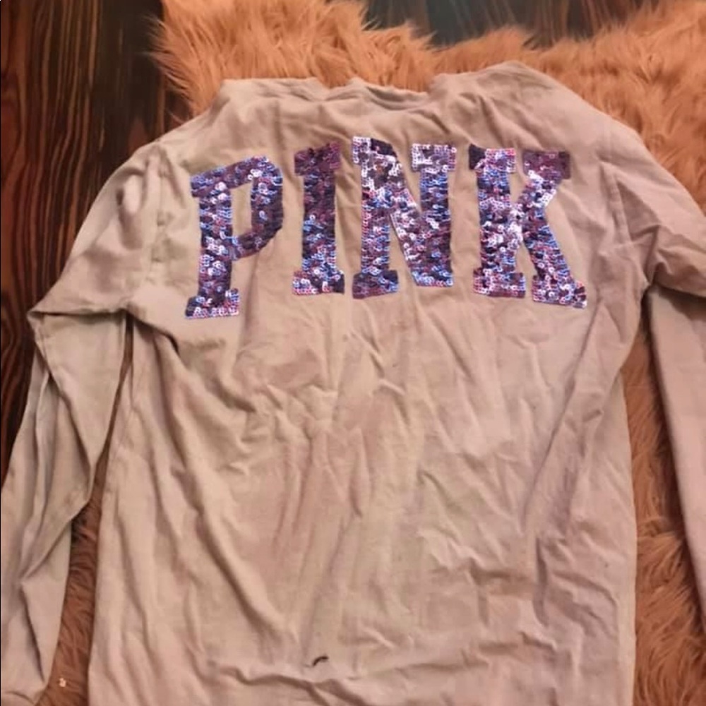 Vs pink long sleeve bling tee